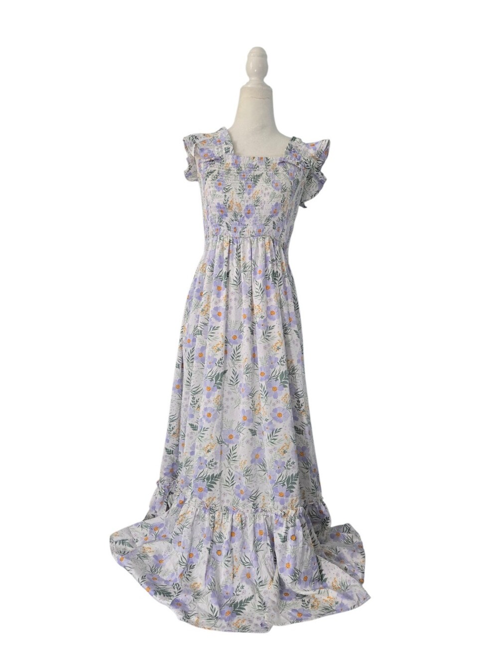 Melloday Maxi Dress Women's Smal Pastel Floral Smocked Sze small - Picture 7 of 12